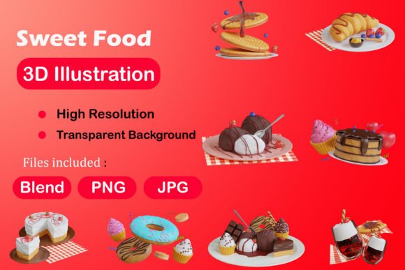 3D Sweet Food Pack: Vibrant Design Assets for Every Project
