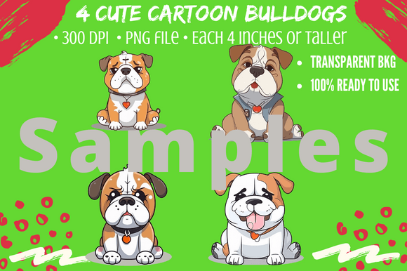 4 Super Cute Bulldog Puppy Dog Cartoons: A Designer’s Asset Guide