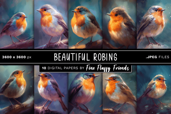 Beautiful Robin Digital Paper: 10 Designs for Your Next Project