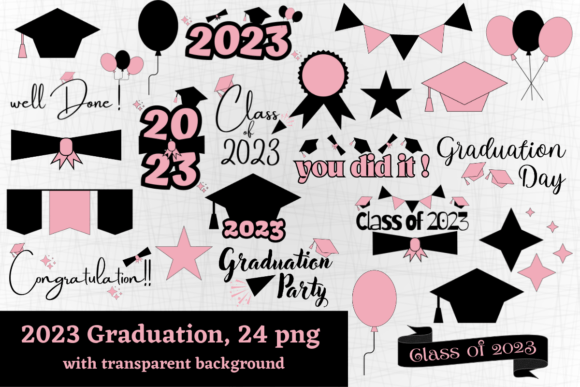Blush Pink and Black Graduation Cliparts: A Designer's Toolkit
