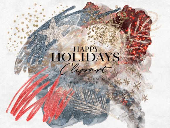Bring Festive Joy to Designs with Holiday Alcohol Ink Clipart