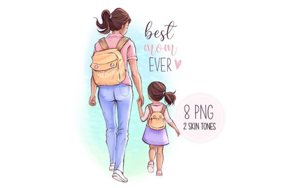Celebrate Mother's Day with Mommy and Daughter Clipart