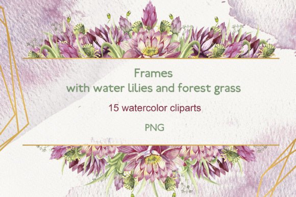 Elevate Your Designs with Watercolor Frames and Waterlilies