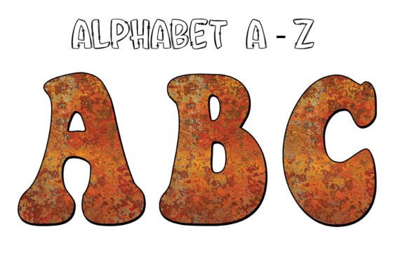Embrace Rustic Charm: The Western Rust Color Alphabet PNG