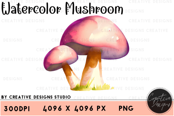 Enchant Your Designs with Mystical Watercolor Mushroom Clipart
