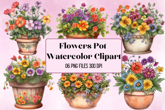 Flowers Pot Watercolor Clipart: A Breath of Fresh Air for Your Designs