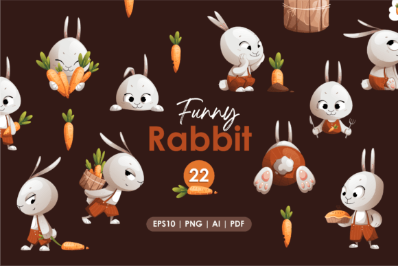 Funny Rabbit Vector Character Set: A Playful Design Asset
