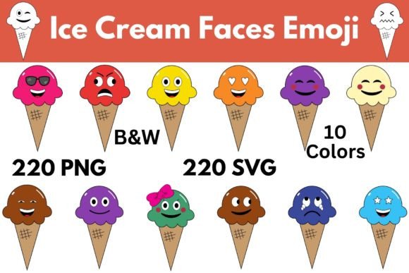 Ice Cream Emoji Emotion Clipart: A Sweet Design Asset for Every Creator