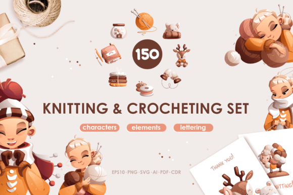 Knitting and Crocheting Set: Crafting Warmth in Every Vector