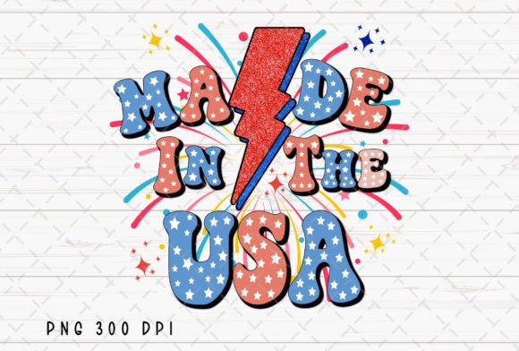 Made in the USA Retro 4th of July PNG for Patriotic Projects