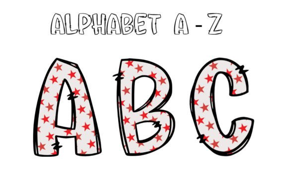 Patriotic USA Flag Doodle Alphabet 2: Your Go-To Design Asset