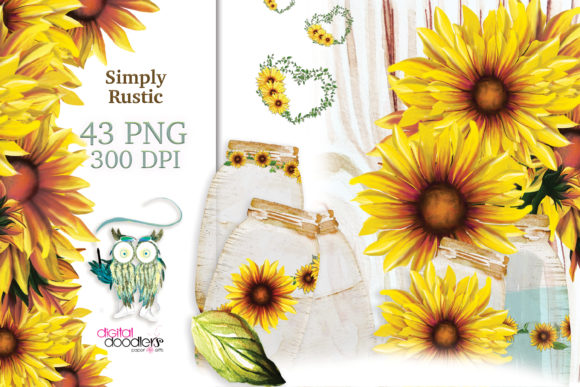 Simply Rustic Watercolor Sunflowers: A Creative Design Asset