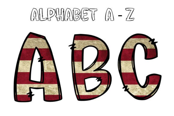 Unleash Patriotic Creativity with USA Flag Doodle Alphabet PNG7