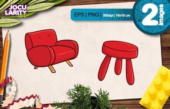 Unleashing Playful Charm with a Funny Red Chair Cartoon Illustration