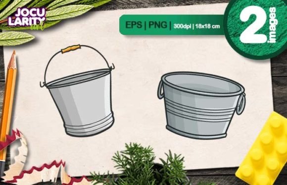 Unlock Creative Charm with Funny Metal Bucket Cartoon Illustration