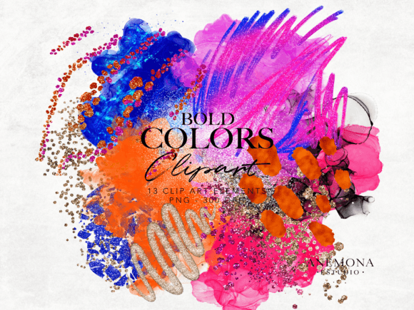 Vibrant Neon Alcohol Ink Clipart Splashes for Modern Design